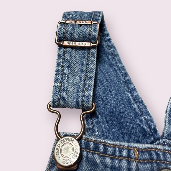 Set Of Two Toddler Girl Baby Gap Overall Dresses Blue And Pink Denim Sz XS & S - Picture 9 of 14